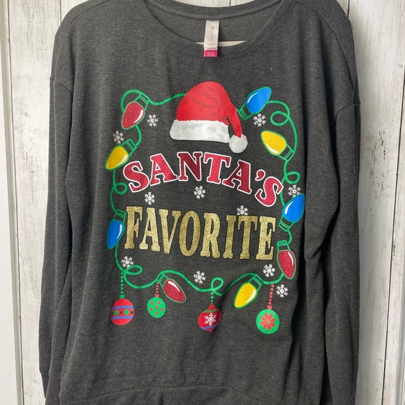 Gray Santa's Favorite Holiday Sweater size Large Women- child size Extra Large - Picture 1 of 6